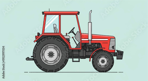 Tractor flat vector design. Farm tractor agricultural machinery farming equipment. Tractor illustration.