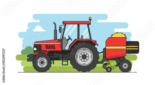 Tractor flat vector design. Farm tractor agricultural machinery farming equipment. Tractor illustration.