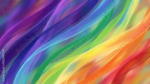Abstract art of blended rainbow color lines, creating a flowing dynamic effect. Representing spectrum, diversity, and creative vibrant expression