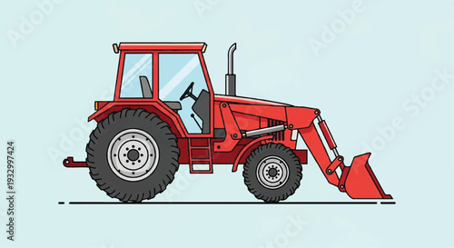 Tractor flat vector design. Farm tractor agricultural machinery farming equipment. Tractor illustration.