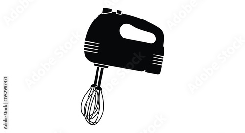 A striking black silhouette of a modern electric hand mixer showcasing its form and function silhouette high quality professional