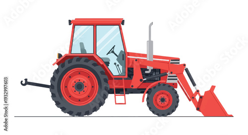 Tractor flat vector design. Farm tractor agricultural machinery farming equipment. Tractor illustration.