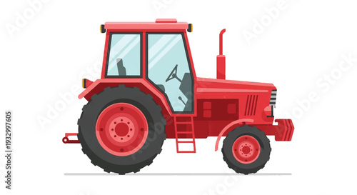 Tractor flat vector design. Farm tractor agricultural machinery farming equipment. Tractor illustration.