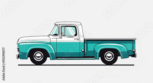 Vinage clssic pickup truck. Retro classic truck. Pickup truck illustration.
