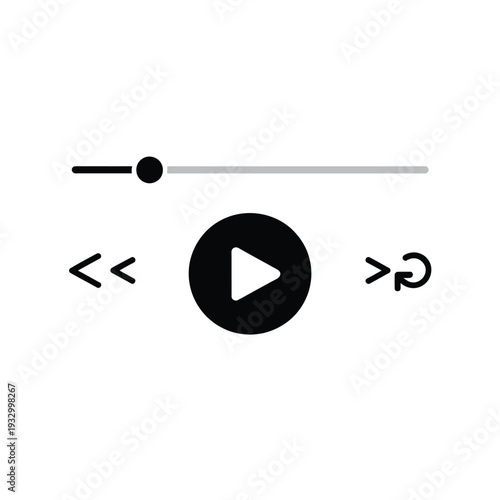 Minimalist media player controls featuring play pause and seek functions
