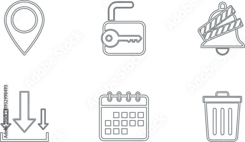 Collection of icons representing common user interface actions and functionalities