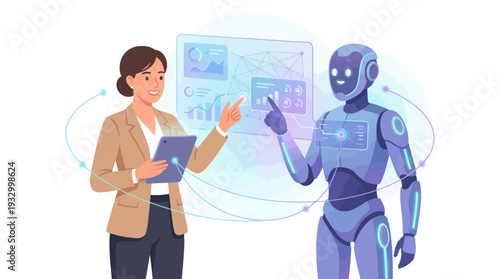 Human Robot Teamwork – Artificial Intelligence Collaboration Vector