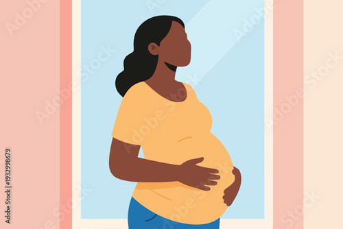 Vector of a Pregnant Black Woman Illustration Creative Design Template 