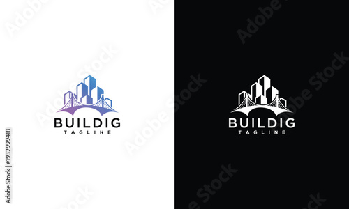 Modern Cityscape Building Logo Design for Real Estate Construction and Urban Development.