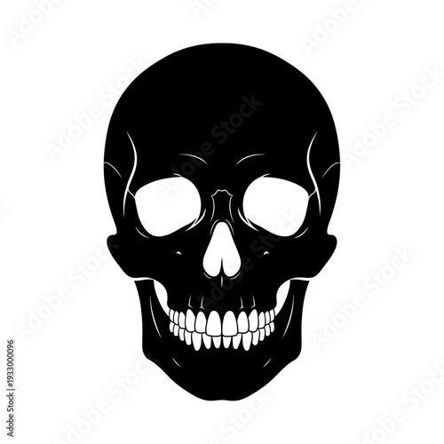 Human skull vector illustration on black background