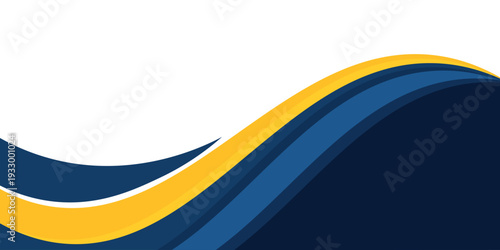 blue and yellow wavy shape background. suitable for business poster design, corporate banner, presentation, flyer, social media post. vector illustration