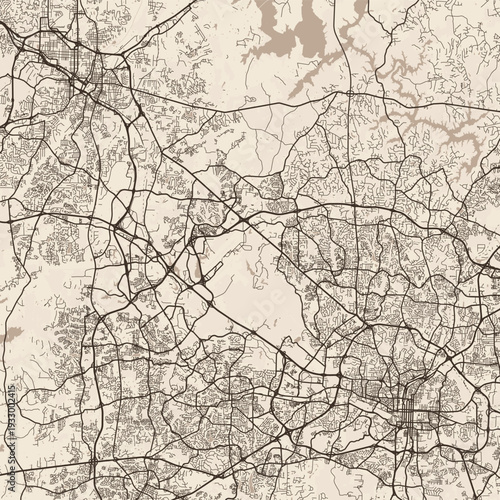 Raleigh and Durham City Map discover the elegant clean lines that define the urban landscape through this sepia toned svg file meticulously crafted to evoke the structured beauty of a blueprint.
