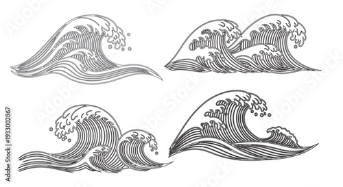 Four variations of a large wave off kanagawa