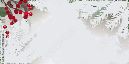 Festive winter arrangement featuring holly berries and evergreen branches