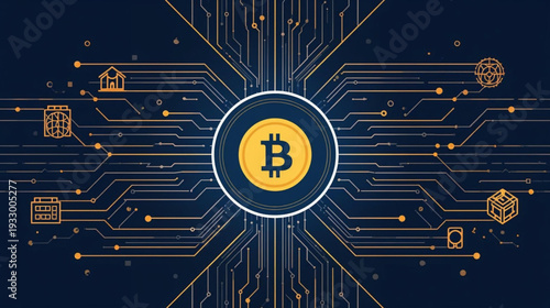 vector illustration of an abstract bitcoin circuit background