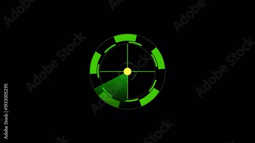 Digital Radar Scanner Animation 4K with Alpha Channel, Radar Sweep Animation 4K with Transparent Background Alpha Channel.