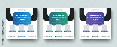 Modern creative business webinar conference square social media post or web banner ad template. Online digital business conference promotion, Online banner, advertising, digital post design.