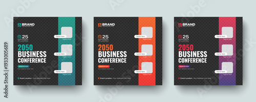 Modern style business webinar conference square social media post or web banner ad template. Online digital business conference promotion, Online banner, advertising, digital post design.