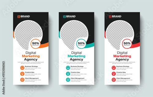 Modern corporate business dl flyer or rack card design layout template. Elegant professional dl flyer, rack card, roll up banner, poster, leaflet, standee or x banner design.