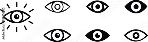 Eye icon set. Eyesight symbol. Retina scan eye icons. Simple eyes collection. Eye silhouette - stock vector. isolated on transparent background