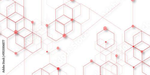abstract geometric red texture background red hexagon 3D background texture. 3d rendering illustration. Clear pattern abstract background hexagon .Futuristic abstract banner.	