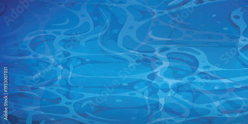 Abstract Blue Water Surface with Light Reflections and Ripples.