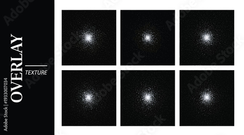 Six identical white overlay texture elements on black background for design and decoration purposes