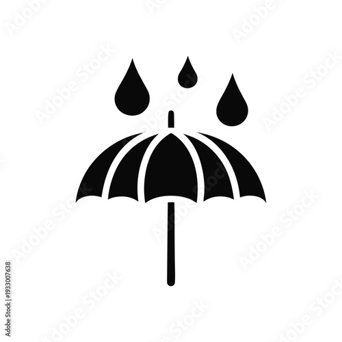 Minimalist illustration of an umbrella on a rainy day in a simple style with a melancholic mood isolated on White Background