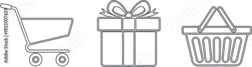 Shopping and gift icons representing e-commerce and gift-giving concepts