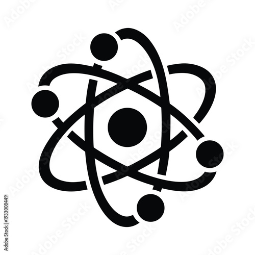 Minimalist Atomic Symbol Science Illustration isolated on White Background