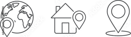 Icons representing location-based services and geographic markers for different contexts.