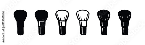 Set of Hand Drawn Flat Design Makeup Brush Icons for Cosmetics and Beauty