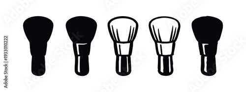 Collection of Hand Drawn Flat Cosmetic Brush Icons for Makeup Artists