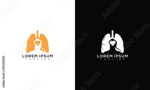 Healthy Lungs Heart Medical Logo Design - Respiratory System  Cardiology Healthcare Symbol.