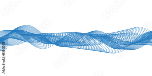 Abstracta of the blue colored lines. Abstract wavy stripes on a white background isolated. Design used for technology, science, banner, template, wallpaper, business and many more. White background.