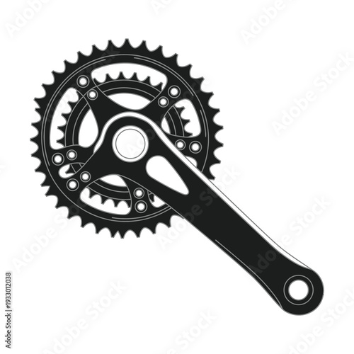 Bicycle crank arm and chainring gear mechanism system component icon