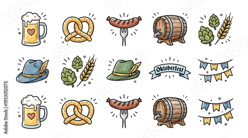 Oktoberfest Symbol Pack – Hand Drawn Beer Festival Icons