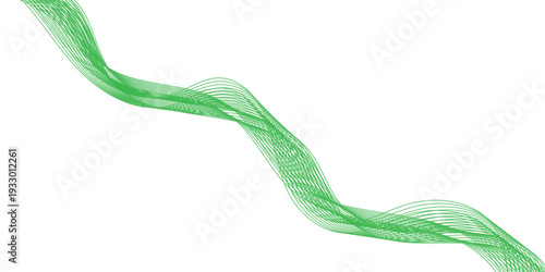 Abstract wavy green stream element for design on transparent background isolated. green lines vector illustration. Curved wave. Abstract wave element for design.	