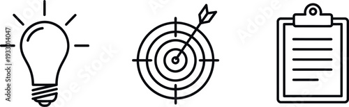 Icons representing creativity, strategy, and planning processes
