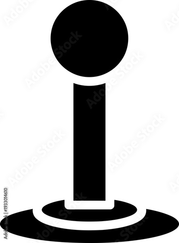 Simple black icon of a joystick control stick for video game or arcade console. Gaming accessory symbol for user interface design