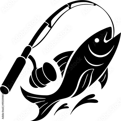 vector illustration of fishing icon, isolated on white
