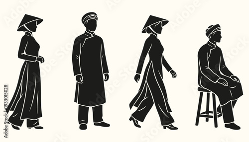 Vietnamese Traditional Attire Silhouettes