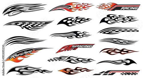 Collection of various car flame decals, perfect for vehicle customization and design.
