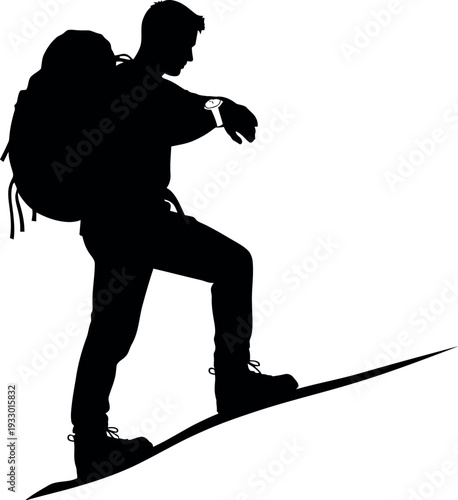 Sports silhouette of a person snowboarding down a hill