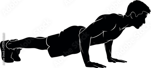 Sports silhouette of a person doing a push up exercise