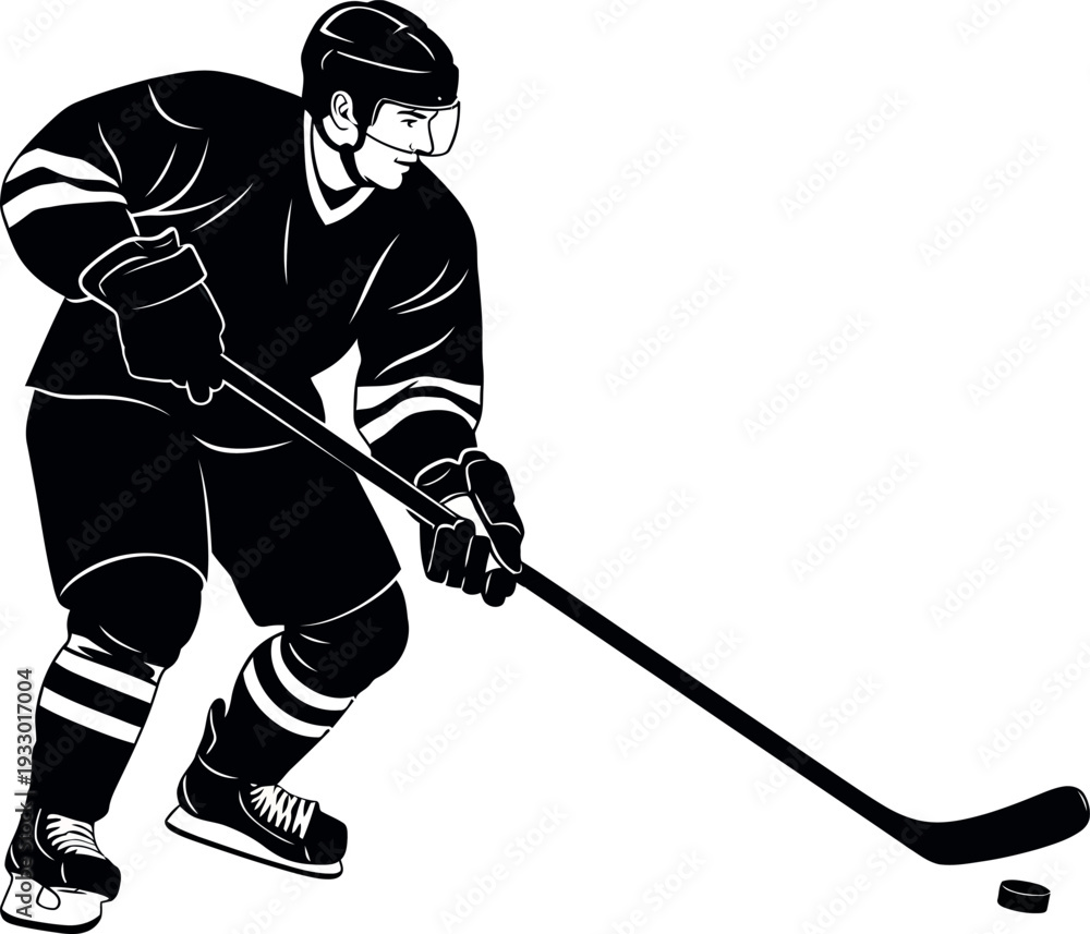 Obraz premium Hockey player sports silhouette ice hockey athlete in action