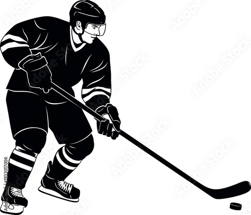 Hockey player sports silhouette ice hockey athlete in action