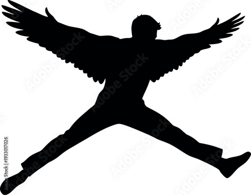 Sports silhouette of a person jumping in action