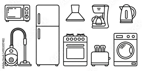A collection of various household items and appliances Vector