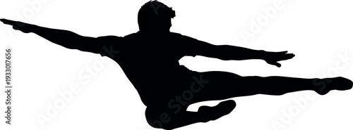 Sports silhouette of a person kicking in mid air